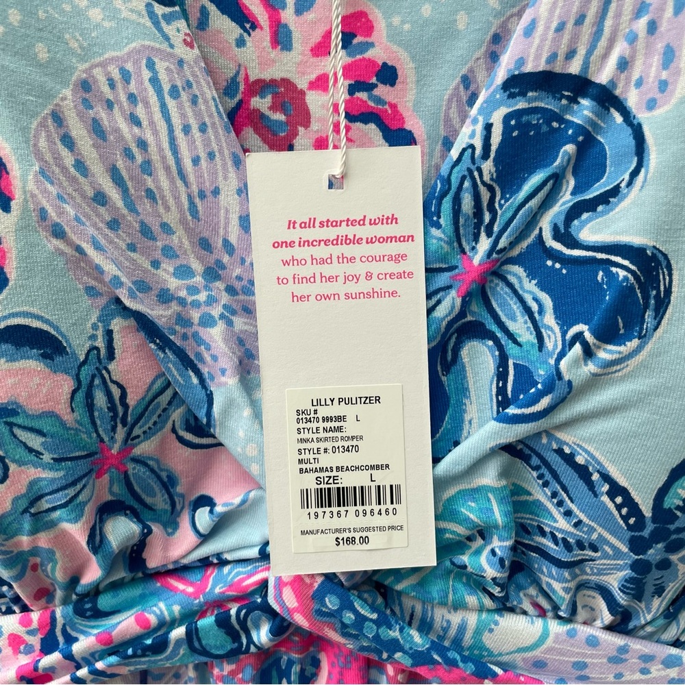 NWT Lilly Pulitzer Minka Skirted Romper Bahamas Beachcomber Print Blue Size L - Picture 7 of 10